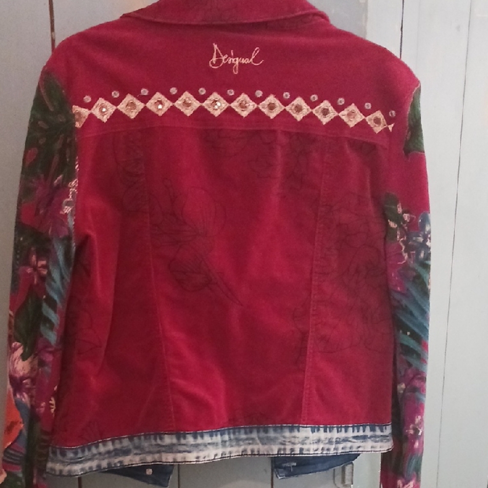 Desigual Women's Red Denim Jacket - Picture 3 of 10
